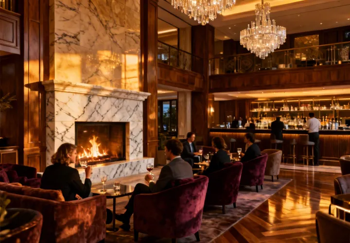 Valor commercial gas fireplace in hotel lobby